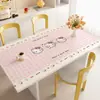 Mantel Rosa de Hello Kitty, Impermeable al Aceite, Impermeable, Mantel sin Lavado, Mantel Aislante del Calor y Anti-quemaduras para Mesa de Café, Mantel de Cuero para Protección de Mesa