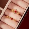 Anillo Nuevo de Ágata Roja del Sur China Imitación para Mujer Lujo Ligero Apertura Zircón Joyería de Moda Regalo de San Valentín para Novia