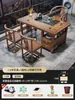 Mesa de Chá Pequena e Conjunto de Cadeiras para Varanda Sala de Estar Casa Novo Estilo Chinês Madeira Maciça Mesa de Chá Kung Fu Zen Mesa de Chá Multifuncional