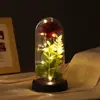 Adorno de escritorio con cúpula de cristal de flor eterna transfronterizo, soporte de exhibición acrílico de rosas multicolores, regalo de cumpleaños para amigos