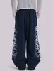Pantalones de Chándal de Algodón Estampado de Pierna Recta Ancha de Verano de Cintura Alta Versátiles Estilo Hip-Hop Deportivos Casuales