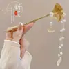 Novo Grampo de Cabelo Hanfu Cheongsam Estilo Chinês Acessório de Cabelo Versátil Estilo Antigo Grampo de Madeira Coque Elegante Grampo com Franja Ornamento de Cabelo de Alta Qualidade