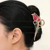 Nuevo Pasador de Flores de Amazon, Pinza de Garra de Tulipán de Alta Gama y Exquisita, Pinza de Tiburón de Girasol Estilo Coreano, Accesorio Grande para el Cabello