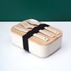 Caja de Almuerzo de Plástico de Doble Capa Procesada y Personalizada Caja de Almuerzo de Doble Capa de Bambú y Madera Estilo Japonés Caja de Almuerzo para Estudiantes y Trabajadores de Oficina Caja de Almuerzo