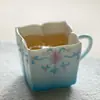 Taza de Té Estilo Hada con Asa, Patrón de Loto Azul Degradado Pintado a Mano, Alto Valor Estético, Exquisita