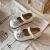 Sapatos de Couro de Princesa com Laço para Meninas, Sapatos Individuais com Solado Macio, Sapatos de Performance Infantil, Moda Coreana com Strass, Sapatos de Couro Pequenos para Primavera e Outono