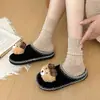 2026 Invierno Hogar Interior Felpa Algodón Pantuflas Oso Lindo Cálido Punta Cerrada Medias Pantuflas Postparto para Mujeres