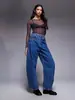 Top de Gasa de Burbujas con Lunares Estilo Chica Picante Estilo Americano para Mujer, Camiseta Base de Malla Transparente Estampada de Verano, Cubierta Protectora Solar