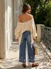 Calça Jeans Reta Bordada Estilo Floresta para Mulheres, Cintura Alta, Controle de Barriga, Levanta Bumbum, Petite, Realça a Altura, Versátil para Todas as Estações, Calça Wide Leg