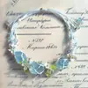 Sobre el Collar Pulsera Tejido de Florcitas Multicolores, Estrella Pequeña Hielo Transparente de Verano, Versátil, Personalizable, Dulce y Lindo