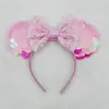 Tiara Infantil Grande com Lantejoulas, Tiara com Laço Colorido Doce, Tiara Fofa de Orelhas do Mickey Mouse, Tiara de Parque de Diversões