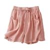 Shorts de Verano Delgados de Algodón y Lino de Pierna Ancha para Mujer con Cintura Elástica, Talla Grande, Holgados y Versátiles Casual Retro Shorts de Algodón y Lino