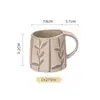 Taza de Cerámica Rústica, Taza Vintage, Diseño de Hoja Pintado a Mano, Taza de Latte Pastoral, Taza de Café, Taza de Arcilla Estilo Chino, Azul