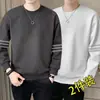 Sudadera casual para hombre, nuevo modelo de otoño, negro, blanco, gris, corte holgado, cuello redondo, sin capucha, manga larga, top deportivo, chaqueta versátil