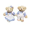 Chaveiro de desenho animado boneca urso de roupa de cânhamo pingente de mochila escolar enfeites de bolsa criativos acessórios de brinquedo de pelúcia de boneca fofa