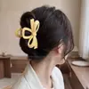 Presilha de garra floral preta para mulheres, presilha de cabelo de laço elegante para penteado semi-preso, presilha de tubarão grande simples