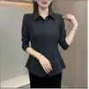 Camisa de Solapa Personalizada Estilo Nuevo de Primavera Talla M Ceñidor de Cintura Adelgazante Ropa para Madres Elegante Temperamento Adelgazante Versátil Manga Larga