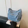 Bolso bandolera casual de mezclilla para mujer, gran capacidad, bolso de hombro versátil, bolso mensajero para el día a día, bandolera simple