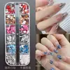 Acessórios para Unhas Mini Pedras de Unha Pedras Coloridas Irregulares com Fundo Plano Cor Branca Rosa Champagne Super Brilhantes Decorações de Unha