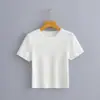 Camiseta Feminina Nova de Manga Curta Tricotada em Seda de Gelo Estilo Europeu e Americano Primavera 2025 55218