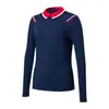 Roupa de Golfe Feminina Camiseta de Manga Longa com Gola Lapela Slim Fit Alta Elasticidade Zíper nas Costas Top Esportivo Roupa de Tênis Camisa Polo