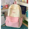 Mochila feminina estilo ins japonês, fresca e doce, fofa e adorável, esquema de cores de sorvete, mochila para estudante do ensino médio para o verão