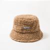Sombrero Mujer ins Lana de Cordero Letra Bordada Sombrero de Pescador Otoño e Invierno Combinación Total Color Sólido Cálido Felpa Sombrero Cubo Pareja