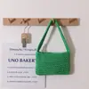 Bolso Tejido de Algodón Simple Estilo Coreano para Mujer, Nuevo Bolso de Paja Crochet Hecho a Mano de Color Sólido, Bolso de Playa para Vacaciones en la Costa