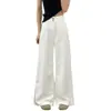 Jeans blancos de pierna recta para mujer, colección primavera 2026, de tiro alto, corte holgado, adelgazantes, con un estilo relajado y fluido, y un diseño de pierna larga y ancha