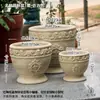 Vaso de Flores Grande de Cerâmica Vermelha Romana em Relevo Vaso Fino Respirável para Flores de Varanda Plantas Verdes Vaso Micro Lua Vaso de Flores para Grama