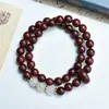 Pulseira de Sândalo Vermelho Folha Pequena, Contas Budistas, Pulseira de Casal Feminina, Joias Retrô Literárias, Acessórios Simples de Madeira Estilo Étnico