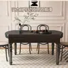 Conjunto de mesa e cadeiras de jantar de madeira maciça para casa em estilo vintage, estilo francês retrô, extensível, uso duplo quadrado e redondo, adequado para espaços pequenos