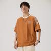 Camiseta de manga corta Sauersucker de alta gama, de seda de hielo, fresca, de secado rápido, para hombre, holgada, estampada, con cuello redondo, fina, de verano, de media manga.