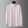 Camisa de Manga Larga para Hombre Estilo Europeo Ajuste Delgado Moderna Lujo Ligero Gama Alta Ropa de Trabajo Negocios con Puños de Tela Blanca