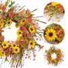 Guirlanda de Outono Nova da Zonghong Eucalipto Artificial Crisântemo Pequeno Anel de Flores Artificiais Decoração de Feriado Decoração de Pendurar na Porta Enrolada à Mão