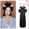Peluca Hanfu con Diadema Integrada, Peinado Recogido Estilo Antiguo, Base de Peluca Tradicional para Peinado Hanfu de la Dinastía Ming