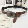 Cinturón tallado retro Cinturón de estilo étnico para mujer Vestido decorativo Estilo americano Traje desgastado Estilo bohemio