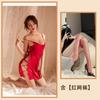 Lencería Sexy de Mañana y Noche, Pijama Sexy Sedoso, Camisón de Encaje con Cordones y Abertura Lateral para Mujer, Atuendo Caliente Uniforme para Casa