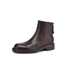 Botines Chelsea de Piel de Vacuno de Primera Capa Básicos Versátiles de Punta Redonda 2025 Invierno Tacón Bajo Grueso Simples de Cuero Genuino para Mujer