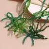 Moda Europeia e Americana Estilo Fresco Elegante Pingente Contas de Aço Inoxidável Feito à Mão Cristal Verde Lapidado Colar com Laço Mulheres