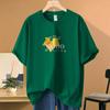 Playera de Algodón Pesado de 260g para Mujer de Manga Corta Verano Trendy Top Holgado Algodón Manga Media Playera Nicho Sentido de Alta Gama