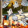 Popular pegatina decorativa de telaraña de Halloween para ventana de cristal transfronteriza, pegatina electrostática blanca de fantasma láser de PVC