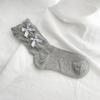 Calcetines para Mujer Primavera y Verano Cuadros Lazo Calcetines Torcidos Ins Estilo Ballet Japonés Niña Negro Blanco Gris Calcetines Apilados