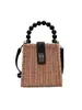 Bolso Bandolera Tejido de Cuentas de Madera Portátil para Playa de Verano Bolso de Mano con Cierre Nuevo Primavera 2025 Bolso Transfronterizo