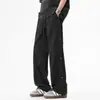 Pantalones casuales UOOHE de seda helada de secado rápido, estilo americano moderno para hombre, verano, finos, transpirables, holgados, rectos, de pierna ancha, largos