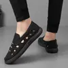 Sandalias para Hombre al por Mayor Verano Nuevas Zapatos Casuales para Hombre Huecos de Cuero Suela Suave Zapatos con Agujeros Slip-on Transpirables Zapatos para Conducir