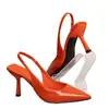 Sandalias de Tacón de Aguja Sexy de Punta Fina de Color Sólido para Mujer 2025 Verano Nuevo Estilo de Punta Cerrada con Correa Trasera Brillantes Versátiles de Moda Tacones Altos