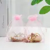 Sacos de doces para casamento, sacos de presente vermelhos, sacos de malha com cordão, sacos de presente para sementes, amendoins, doces, atacado