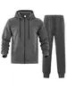 Conjunto de Lã Esportivo Casual com Capuz Masculino Cor Sólida Manga Longa Calça Longa Outono e Inverno Transfronteiriço Conjunto de Lã Quente Masculino