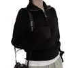 Suéter de punto trenzado otoño e invierno nuevo, con media cremallera para mujer, cuello camisero, adelgazante y rejuvenecedor, top de punto de moda para mujer